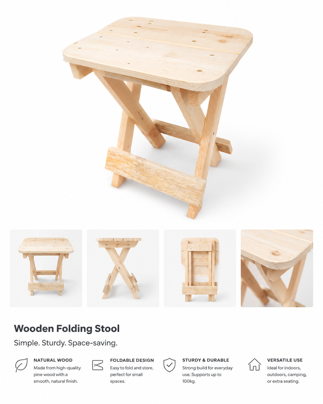 Wooden Foldable Stool