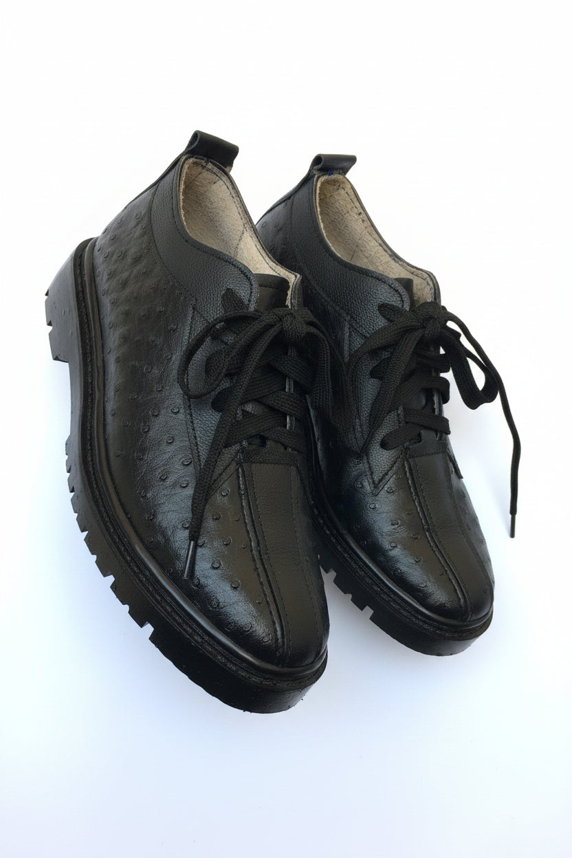 PANARO Ostrich Leather Lace-Up
